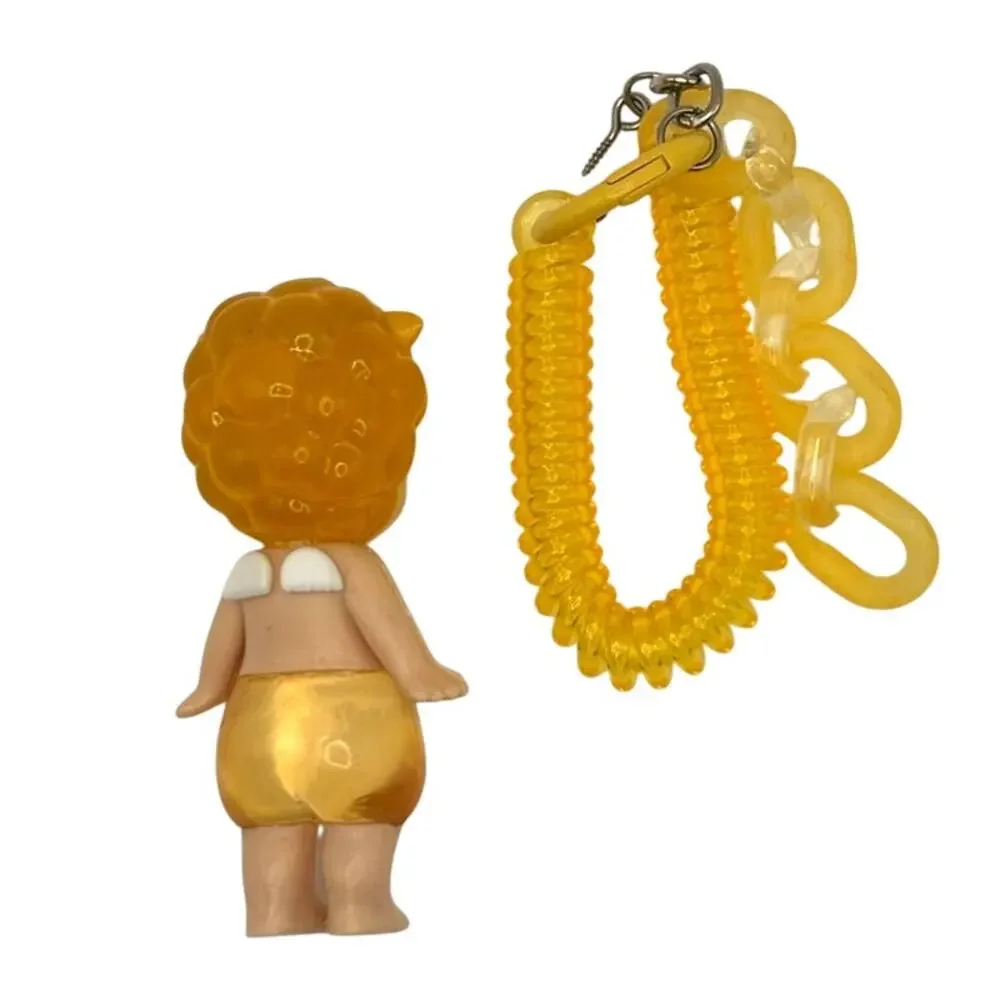 New Unbranded Kewpie/Angel Collectible Mini Figure, Yellow Sheep Keychain